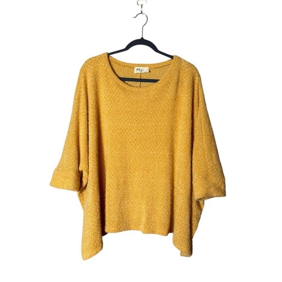 Before You Bohemian Oversized Sweater OS Indie Scandi Yellow Asymmetrical Dolman - Picture 1 of 5
